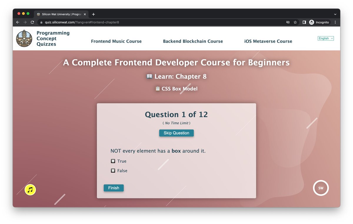 siliconwat's tweet photo. RELEASE UPDATE: Frontend Programming Concept Quizzes 
https://t.co/hmwNkl6cYk

1. Chapter 8 now live! 🌎
2. Chapter 6 and 7 now live! 🌎

Feel free to report bugs or suggest improvements by replying to this message thread 💻

@thonly #frontend #html #css #javascript #quiz https://t.co/BZtaAlhykG