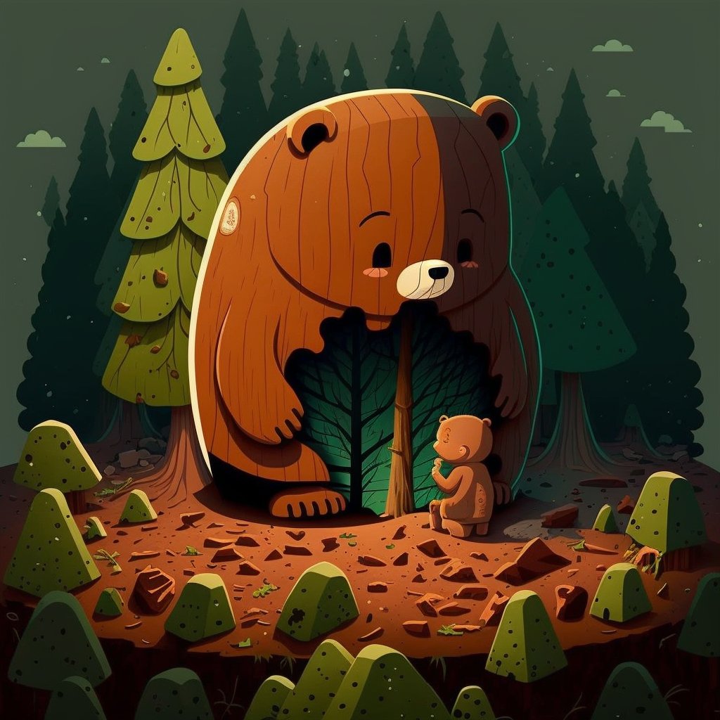 strantheman's tweet photo. cartoon art that represents deforestation - Upscaled by @LazyLongnecks

#midjourney #artificialintelligence #graphicdesign https://t.co/QDYyiTW1Td