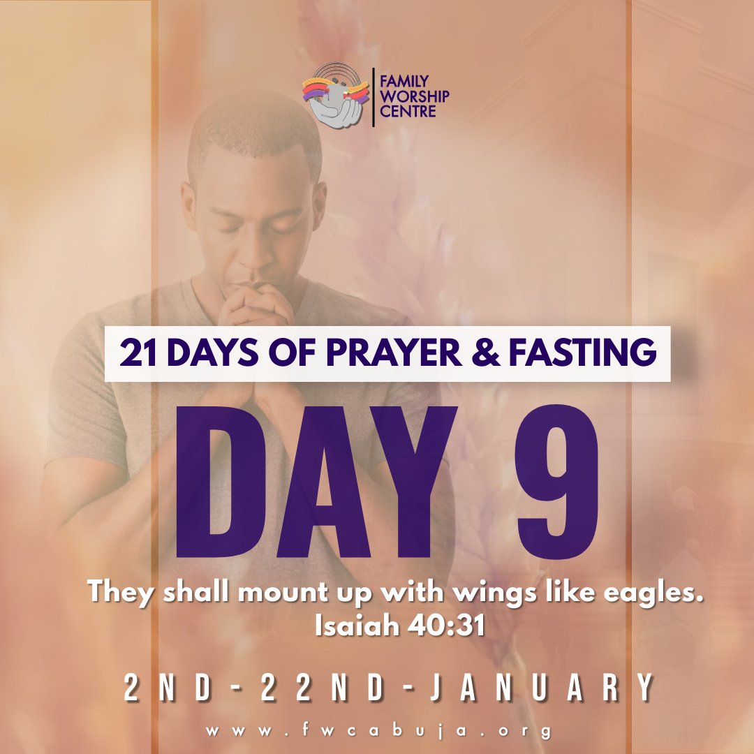 FWCAbuja's tweet photo. Day 9 of our 21 days Fasting and Prayer.  The joy of the Lord is your strength 💪 You are stronger now than you started.

Take time to study and pray during the day and join our corporate Prayer by 6pm.

#fasting  #Prayer  #fwcabuja  #intentionalliving  #measurableprogress https://t.co/3w6lqK6OGP