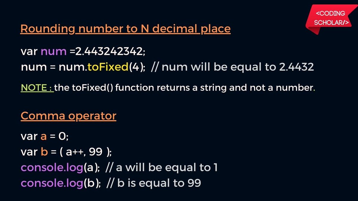 coding_scholar's tweet image. Useful JavaScript Tricks 🔥
Follow @coding_scholar for such more content 😊
#coding #programming #javascript #HTML #CSS #learnprogramming #reactjs #nodejs #android #code #100DaysOfCode #100daysofcoding