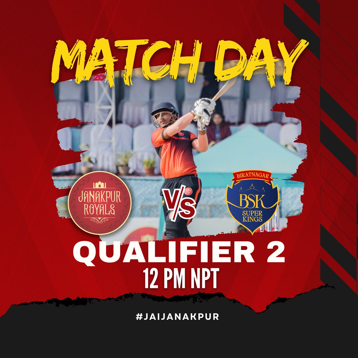 🔴⚫️ MATCH DAY: Qualifier 2
Live on: Action Sports 
Streaming: Ssixer App
Ticketing partner: Prabhupay 

#JanakpurRoyals #JaiJanakpur #NepalT20 #nepalt20league
