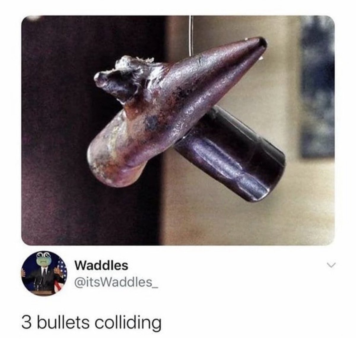 These two bullets collided in the battle of gallipoli in 1915, the chances of this happening are 1 in a billion. Name something more unlikely to happen…