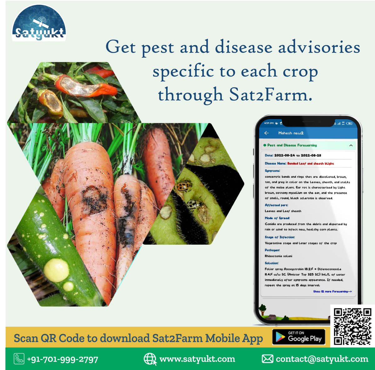 satyukt's tweet photo. #Pestsanddiseases are the major reason for lower #cropproductivity. Now get advisories for individual crop pests and diseases through the #Sat2Farm app https://t.co/doeHduY1fR To know more book a demo https://t.co/UPtuWmmqoP 
#agriculture #agritech #agribusiness #savesoil https://t.co/LgRi1TIwQY