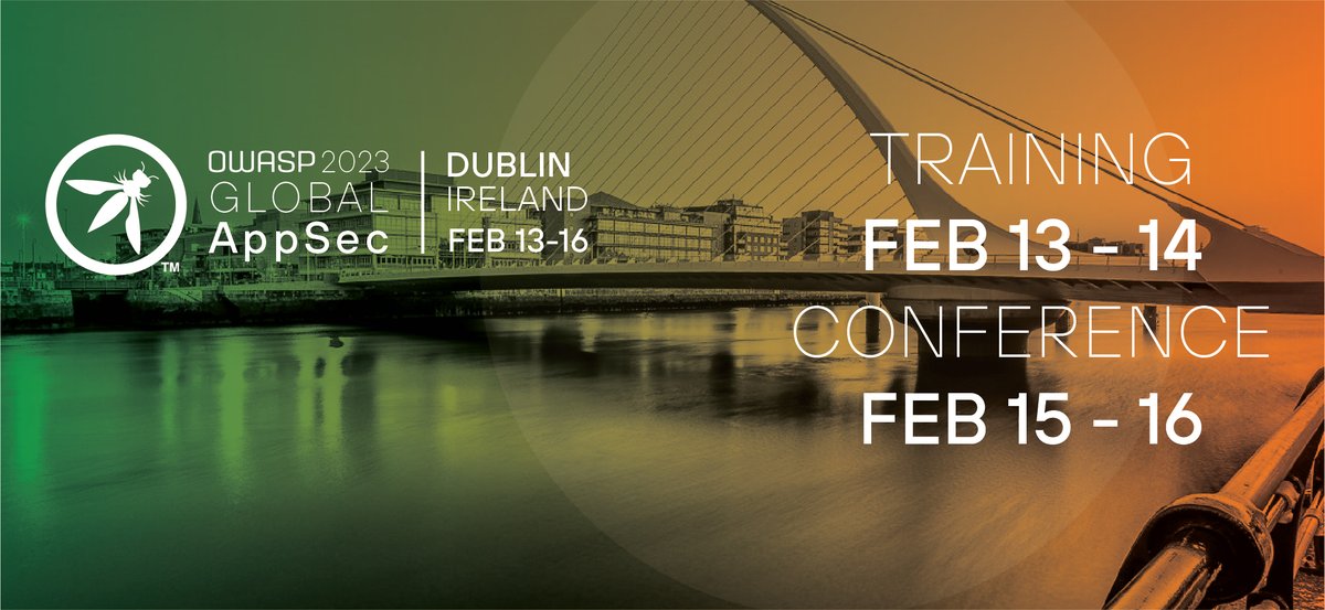 Have you registered for the #OWASP Global AppSec Dublin Event happening NEXT MONTH?  Be sure you review our list of great trainings and speakers.  This is an event you will not want to miss. REGISTER NOW: dublin.globalappsec.org

#appsec #devsecops #threatmodeling #
