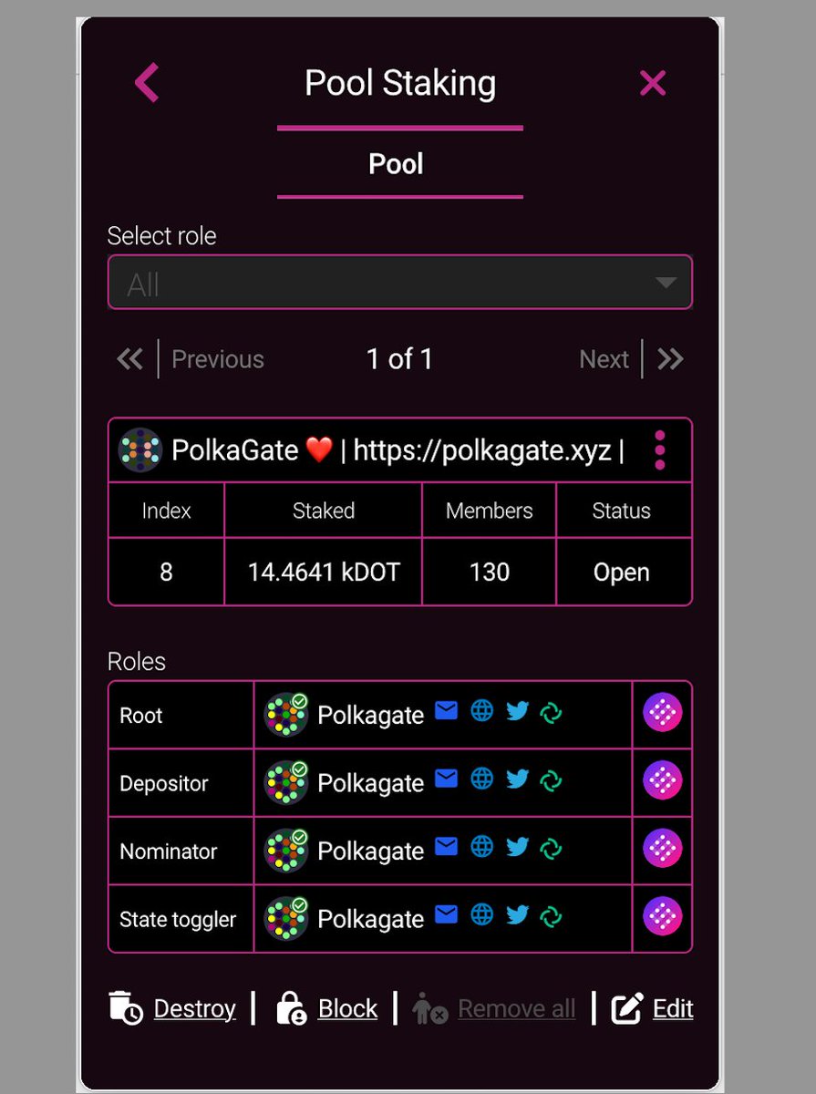 PolkadotJsPlus's tweet photo. We have reached 130 members ❤️ in our Polkadot staking pool with ~14.5 kDOT staked. 
Join our pools using PolkaGate extension with its unique pool features.

To download: https://t.co/8AnGW0Hqga

#polkadot #kusama #dotsama #polkagate #nominationPools https://t.co/FgKPeSzY7Q
