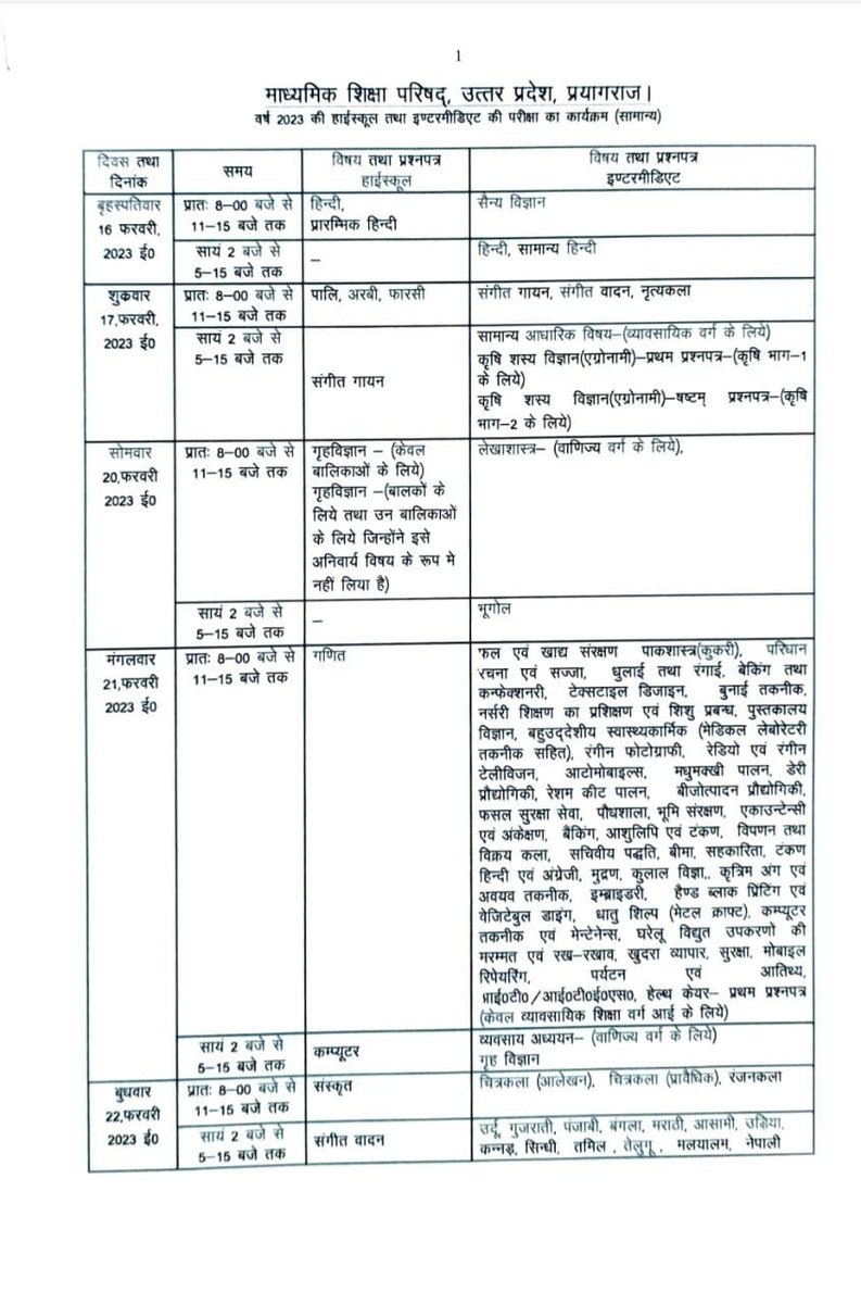 BBKNews's tweet photo. #Barabanki
माध्यमिक शिक्षा परिषद उत्तर प्रदेश प्रयागराज ने #UPboard2023 की हाई स्कूल वा इंटरमिडिएट की परीक्षाऐं 16 फरवरी वृहस्पतिवार से शुरू होंगी, UP board ने परीक्षा कार्यक्रम जारी किया। #बाराबंकी #upboarddatesheet https://t.co/YM2gKNcj5F