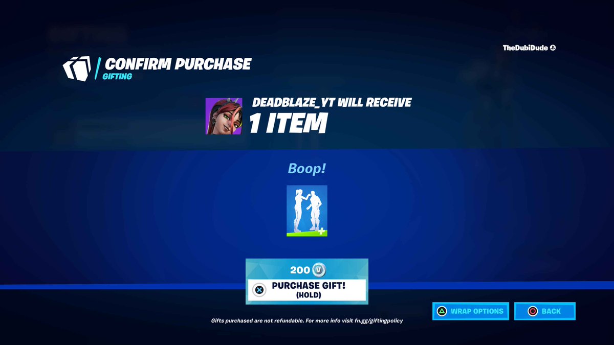 dubi_dude's tweet photo. #CONGRATULATIONS "DEADBLAZE" on receiving #Boop #Uncommon #Emote from #DubiDude for #DAILY 200 #vBucks #Giveaway!
#Fortnite #FortniteChapter4 #fortnitegiveaway #Pakistan #PakistanGaming #PakGaming #Gaming #Congrats #January2023 #India https://t.co/0jfQWF19OT