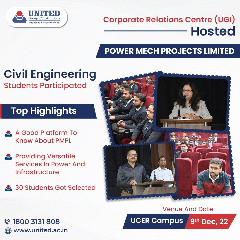 theugiindia's tweet image. The #CorporateRelations Centre (#ugi) hosted a #PowerMechProjects Ltd., renowned #MNC providing versatile #services in power &amp;amp; #infrastructure.
In the event, 30 #students from #civilengineering department got #placed from the #campus.

For details, visit: united.ac.in