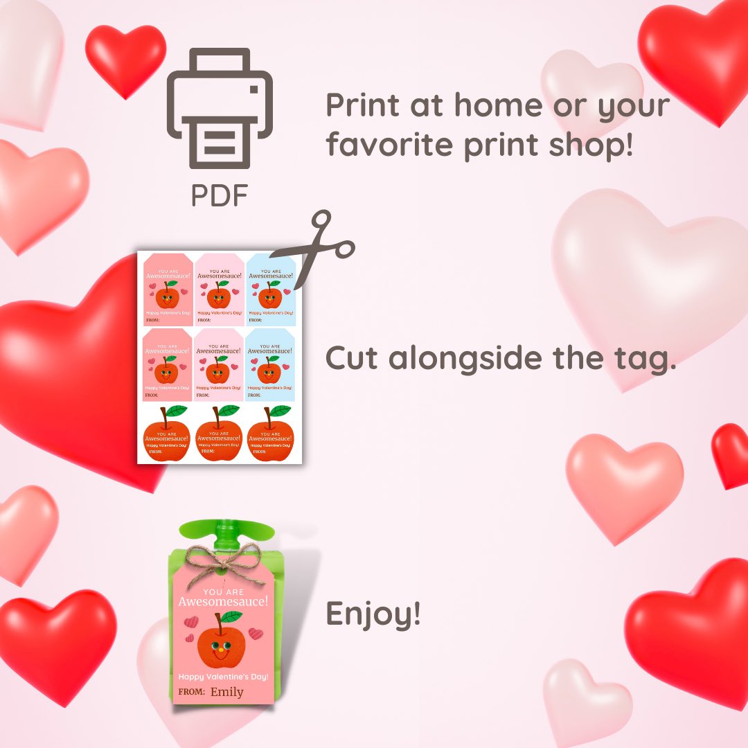 KidsMeg's tweet photo. Looking for some fun ideas for Valentine's Day Gift for kids' classroom?⁣ Look no further! This tag is designed to be attached applesauce pouches and perfect candy-free gifts for preschoolers!⁣
Shop here👉 https://t.co/nxTtdVgBbE @Etsy https://t.co/dalfjjkIvV