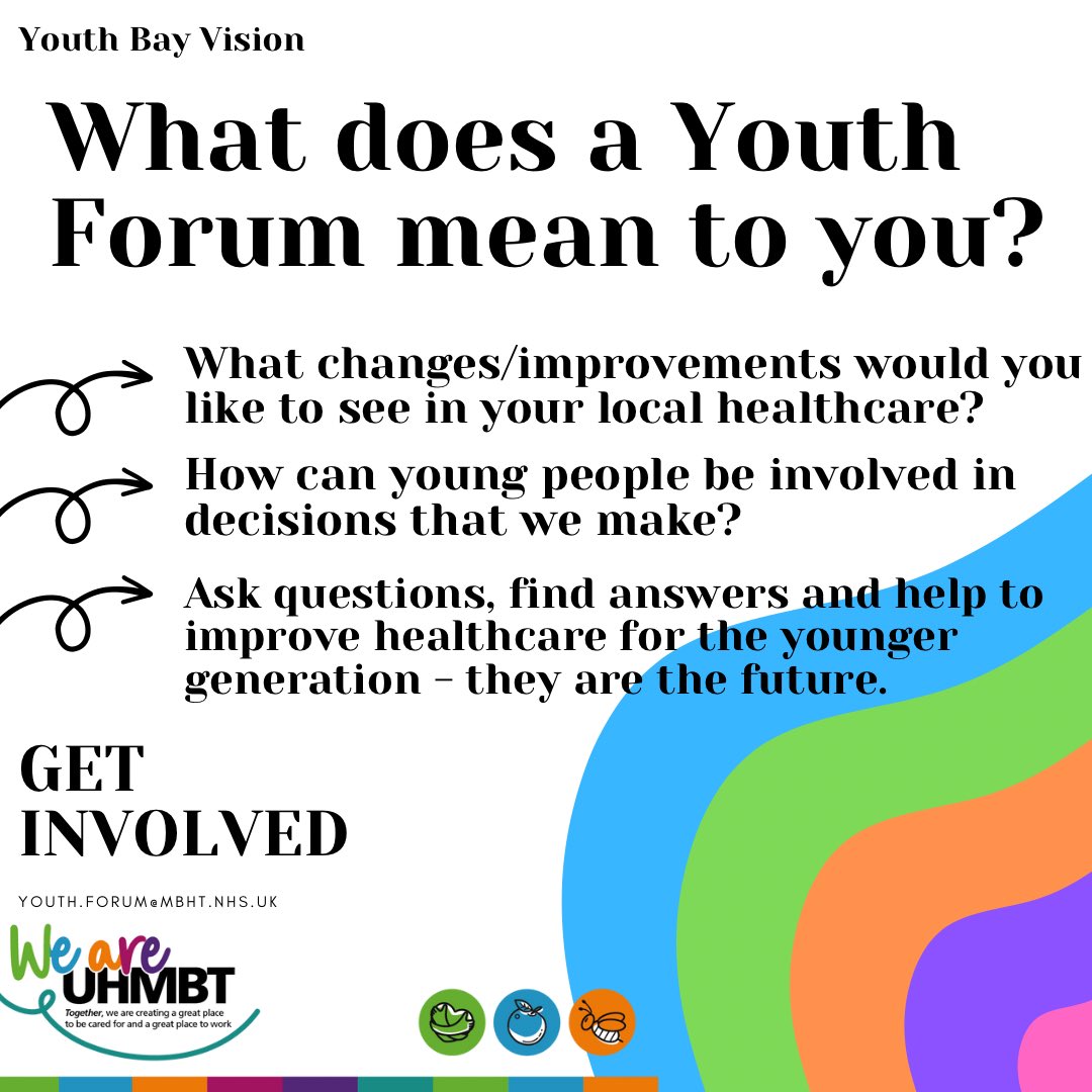 - What does a youth forum mean to you? 
Young people are the future of healthcare and having you involved could shape decisions. You could have an impact on healthcare going forward and make great changes! @UHMBT #youthforum #futurehealthcare