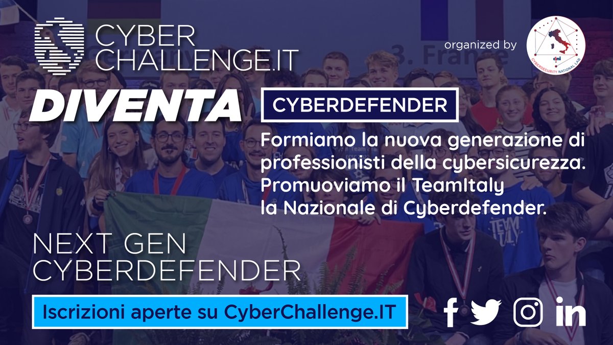 CyberChallengeIT (@cyberchallengit) on Twitter photo 🚩 Partecipa a CyberChallengeIT e diventa Cyberdefender con il programma di formazione gratuito per studenti 16-24 anni. Organizza <a href="/CyberSecNatLab/">Cybersecurity National Lab</a> coordina <a href="/GaspareFerraro/">Gaspare Ferraro</a>.
🔗 cyberchallenge.it
🗓️ Scadenza: 2 feb 2023
#CCIT23 #CyberChallenge #cybersecurity #gaming 🚩 Partecipa a CyberChallengeIT e diventa Cyberdefender con il programma di formazione gratuito per studenti 16-24 anni. Organizza <a href="/CyberSecNatLab/">Cybersecurity National Lab</a> coordina <a href="/GaspareFerraro/">Gaspare Ferraro</a>.
🔗 cyberchallenge.it
🗓️ Scadenza: 2 feb 2023
#CCIT23 #CyberChallenge #cybersecurity #gaming