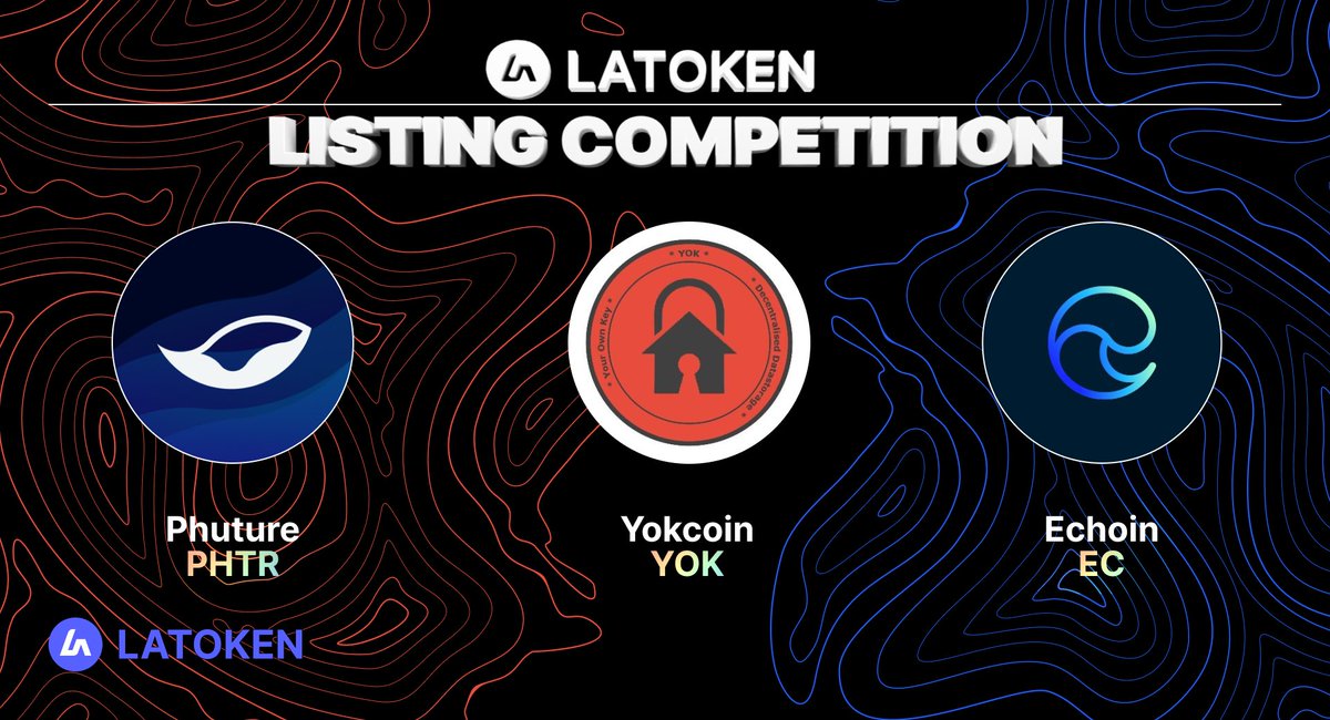 Latoken_cex's tweet photo. Voice your opinion in our Listing Competitions.🏆
There are 3 projects up for vote:

🔷Phuture (PHTR)
🔷Yokcoin (YOK)
🔷Echoin (EC)

VOTE HERE👉 https://t.co/nnfAF0gYnH

The winner will get listed on #LATOKEN.
Vote &amp; earn rewards in airdrops, Trading Competitions &amp; giveaways. 💵 https://t.co/OMYObTdm5c