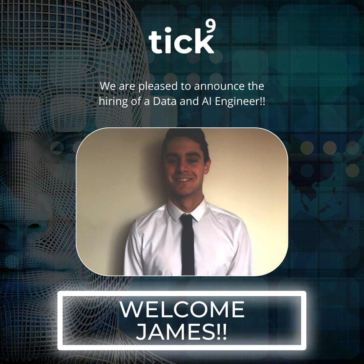 Tick9ltd's tweet photo. Welcome James!!
After a successful interim period, James has joined our team as a Data &amp; AI Engineer. 
He has completed a Masters degree in Physics and will be helping us develop new methodologies in Data Science and Machine Learning!!

#ai #data #machinelearning #datascience https://t.co/oh3pKHlO5k