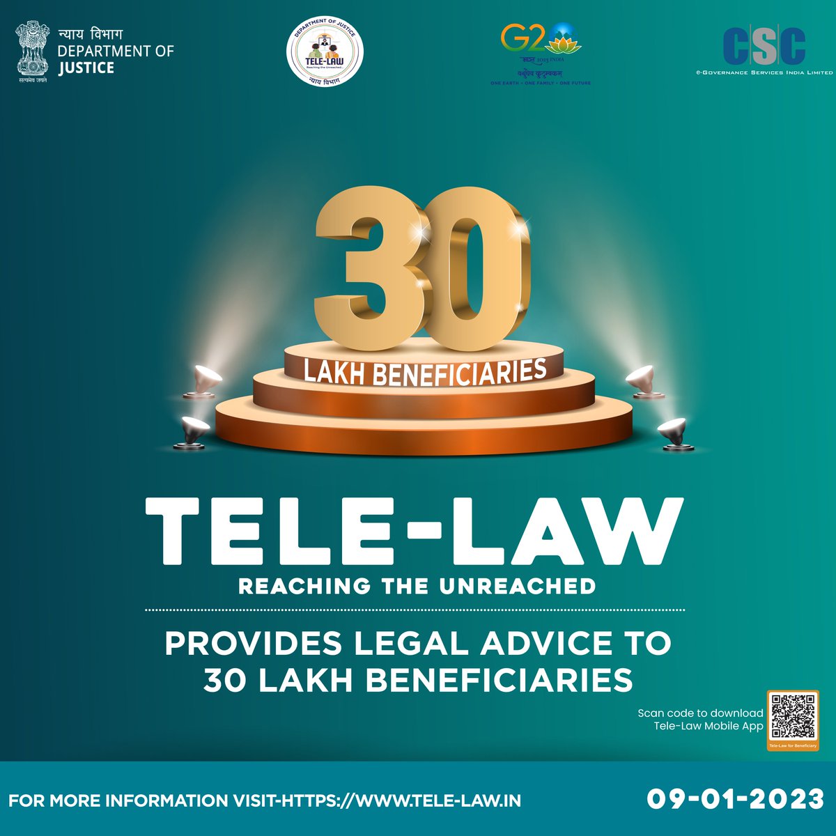 Tele-law (@telelaw_) on Twitter photo 30 Lakh beneficiaries across the country have been empowered with pre-litigation advice provided by Tele-Law.
A warm congratulations to all...
#TeleLaw #AccesstoJustice #ReachingtheUnreached #Doj #RuralEmpowerment #DigitalIndia <a href="/MLJ_GoI/">Ministry of Law and Justice</a> 30 Lakh beneficiaries across the country have been empowered with pre-litigation advice provided by Tele-Law.
A warm congratulations to all...
#TeleLaw #AccesstoJustice #ReachingtheUnreached #Doj #RuralEmpowerment #DigitalIndia <a href="/MLJ_GoI/">Ministry of Law and Justice</a>