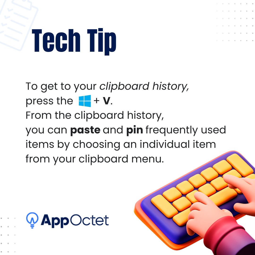 appoctet's tweet photo. Need to get your clipboard history on your desktop? Just try this.

Liked this trick? 

👉Follow us for such amazing trick👈

#appoctet #appoctetservices #artificialintelligence #Aigrowth #businesss #startups #webdevelopment  #appdevelopment
#technology #techpartner https://t.co/Vk3CVFpyrR