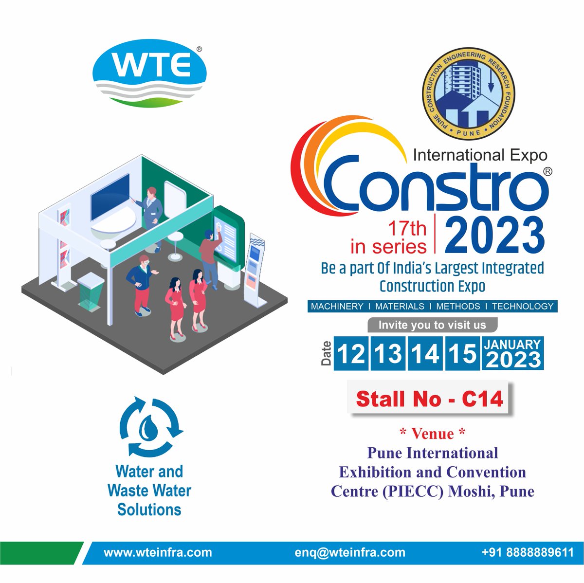 wteinfraa's tweet photo. Alert: Exhibition!
Constro International Exhibition, 17th in Series 2023 at Pune, is India's Largest Integrated Construction Expo, organised by Pune Construction Engineering Research Foundation (PCERF).
#wte #construction #india #pune #exhibition #exhibition2023 #exhibitionalert https://t.co/kvOwmZPB2Q