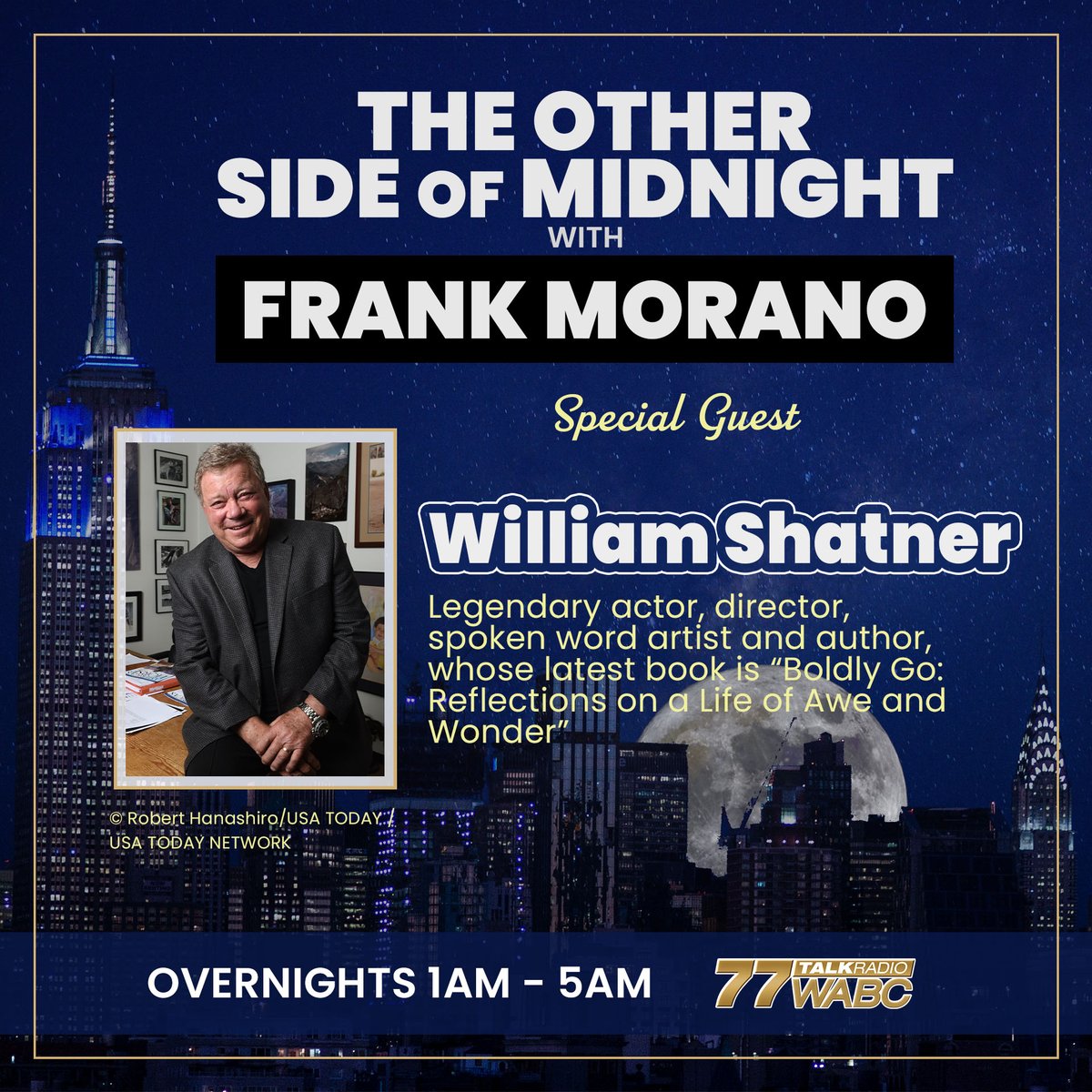 frankmorano's tweet photo. It was such a treat to talk with @WilliamShatner this morning, my all-time favorite celebrity.

We spoke about the upcoming screenings of Star Trek 2 #TWOK, @kirstiealley #RushLimbaugh and more.

He also asked me something I'll never forget.

Listen here. https://t.co/8OySuw4373 https://t.co/pKpBhd0uZz