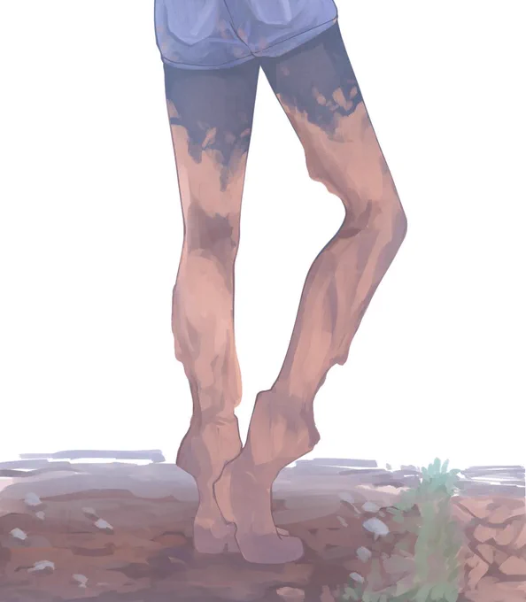 泥でニーソみたいになってる脚がフェチくて好きっていう絵 