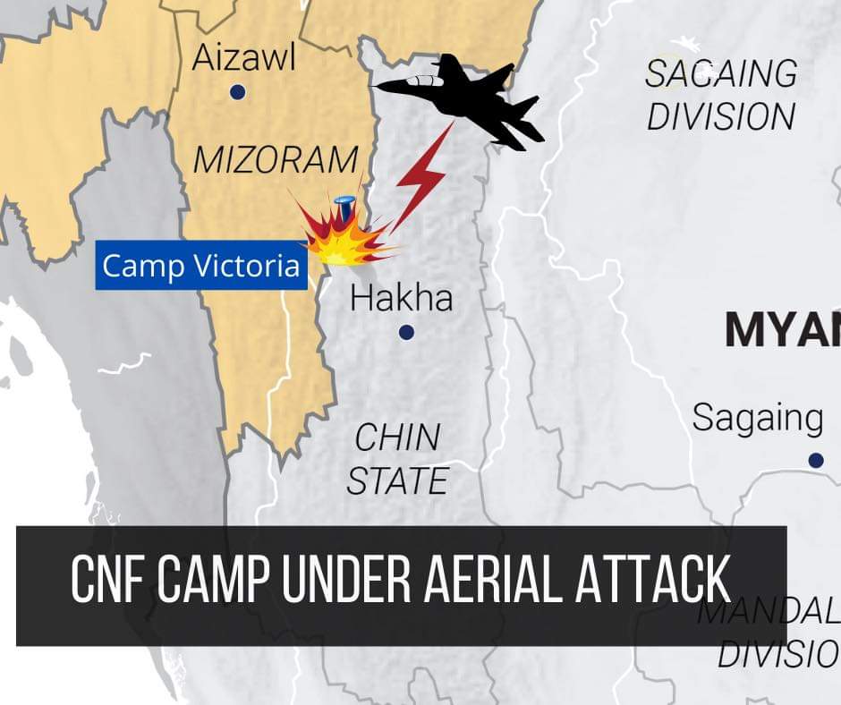 Myanmar junta fighter jets attacked Camp Vitoria, the Headquarters of Chin National Front today at around 4:30pm. No casualty reported at the time of this writing. 

Developing story.