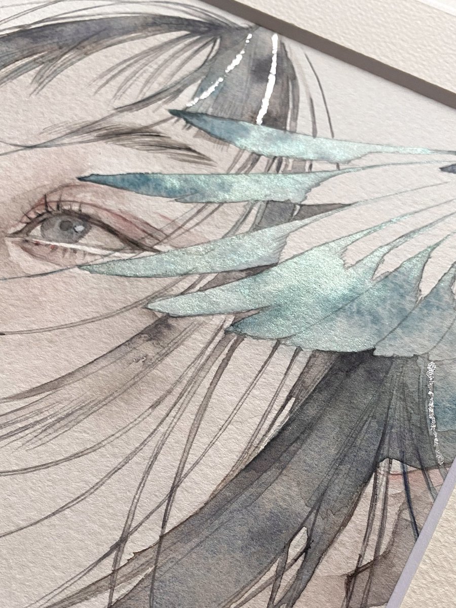 memento1113's tweet image. 深空（みそら）
ボッキングフォード水彩紙・絵墨・顔彩・水彩・アルミ箔

個人オーダー作品として描かせていただきました！オーロラ顔彩や箔で原画はキラキラです