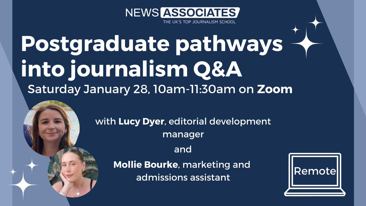 NewsAssociates's tweet photo. Looking to get into journalism but don't know how? Sign up to our free Q&amp;A covering... breaking into the industry, the NCTJ, studying full and part time, and more! ✨  

Sign up here 👇 
https://t.co/3DCy4J71z7 https://t.co/k9KCJfPTH0