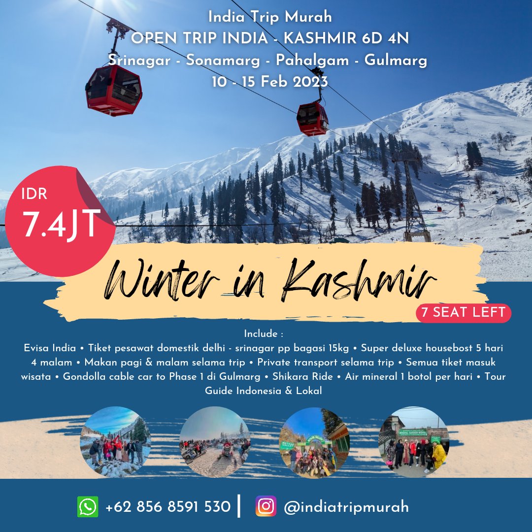 khansamanda's tweet photo. Travelling ke Kashmir cuma 7.4juta aja! Yuk adakah yang mau ikut lagi main salju di India Kashmir 10-15 feb ini? 4 seat left! Open trip by India Trip Murah. Yang mau boleh langsung cek Instagram https://t.co/asU5mDPLSG yaaa! https://t.co/l8uXJ5bKeg
