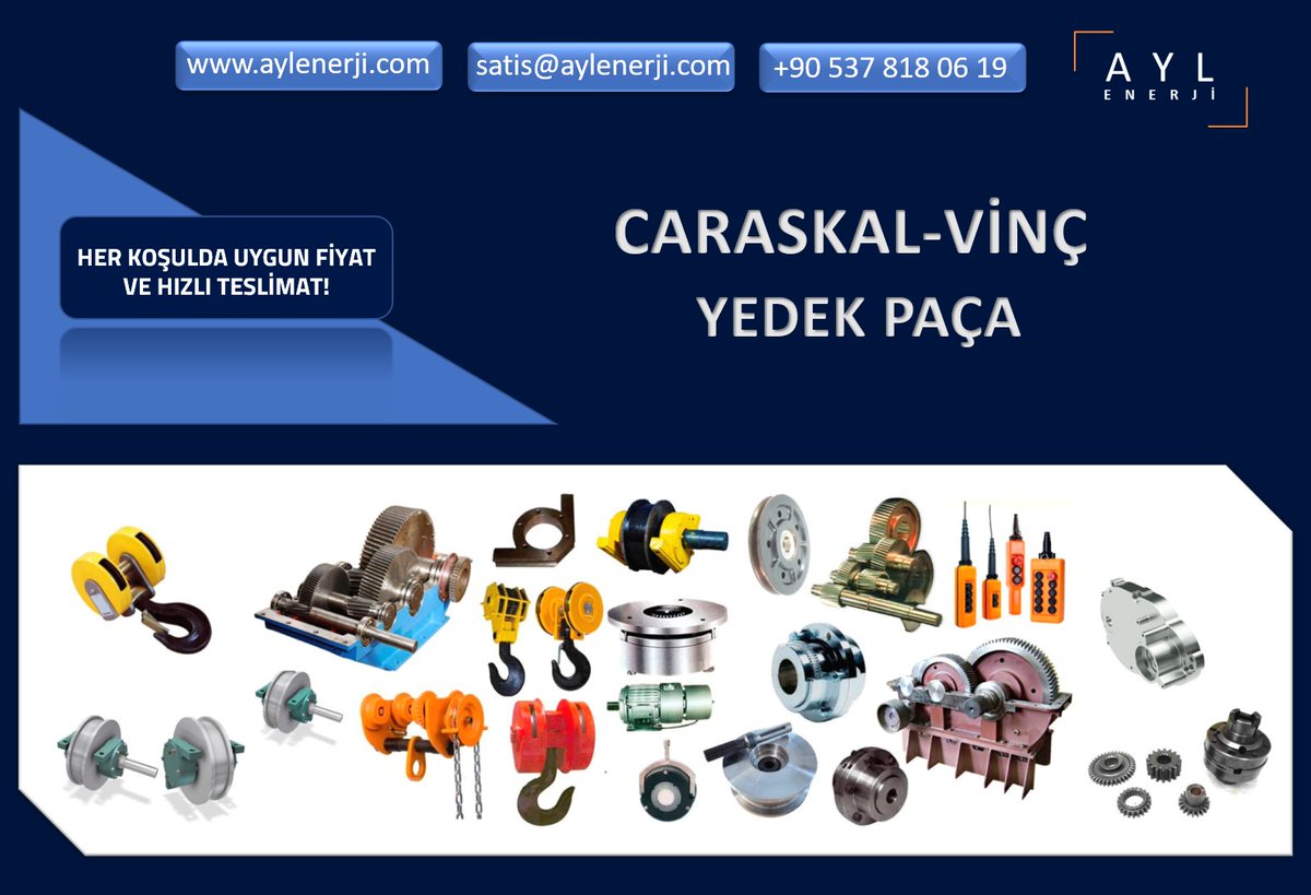 Caraskal-Vinç Yedek Parça ve Aksesuar İhtiyaçlarınızda Teklif Almak İçin;

satis@aylenerji.com
aylenerji.com

#caraskal #vinç #kumanda #endüstriyel #ürün #kalite #ölçüm #test #satinalma #purchasing #kalibrasyon #aylenerji
