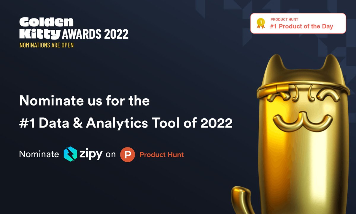 Nominate @zipyai for the #GoldenKittyAwards 2022 by @ProductHunt in the category of Data & Analytics -
producthunt.com/golden-kitty-a…

#producthunt #rank #goldenkittyawards #data #analytics #zipy #fixwhatmatters #HappyAndPeppyWithZipy #love #share