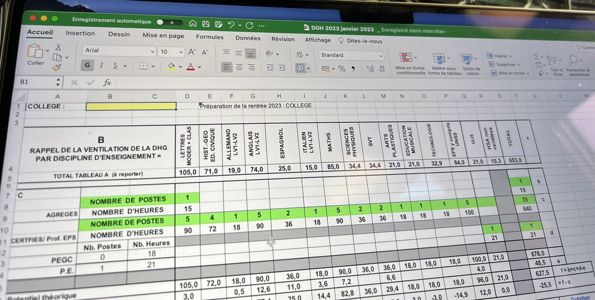 BurgunStephane's tweet image. C’est parti … quelques simulations de DGH 2023 … un exercice toujours passionnant et intéressant dans la vie d’un #perdir ! Mais toujours aussi important (et voire stressant) tant cela impacte tellement l’établissement (conditions d’enseignement des élèves, postes, …)