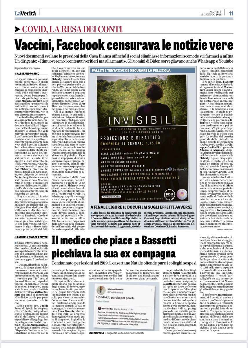 AStramezzi's tweet photo. Già lo sapevamo, ora è ufficiale.

Censura su Fb, per le notizie vere sui vaccini mRNA, su pressioni della Casa Bianca. https://t.co/FaoQlAb4nD