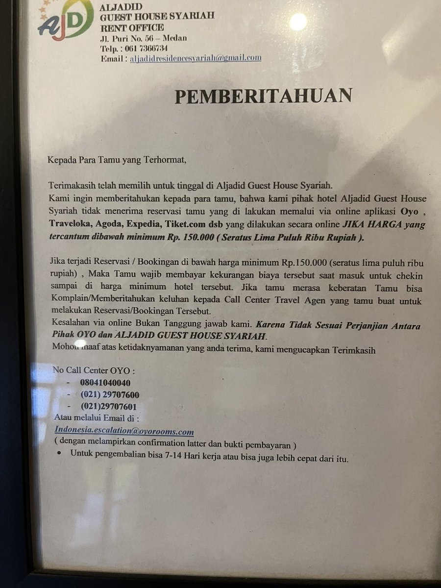 BagusAandrian's tweet photo. Tldr: pesen via agoda dan baru kali ini checkin suruh bayar lagi. @Agodaina @oyoindonesia https://t.co/bWvKaf86A4