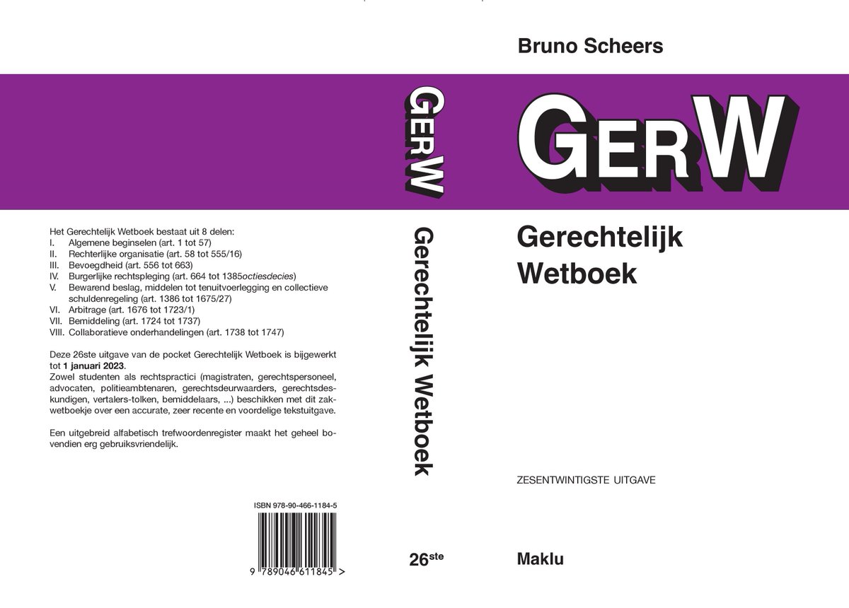 Deze 26ste uitgave van de pocket Gerechtelijk Wetboek is bijgewerkt tot 1 januari 2023! Een accurate, zeer recente en voordelige tekstuitgave. Een uitgebreid alfabetisch trefwoordenregister maakt het geheel bovendien erg gebruiksvriendelijk.
lnkd.in/eRxXvDEY