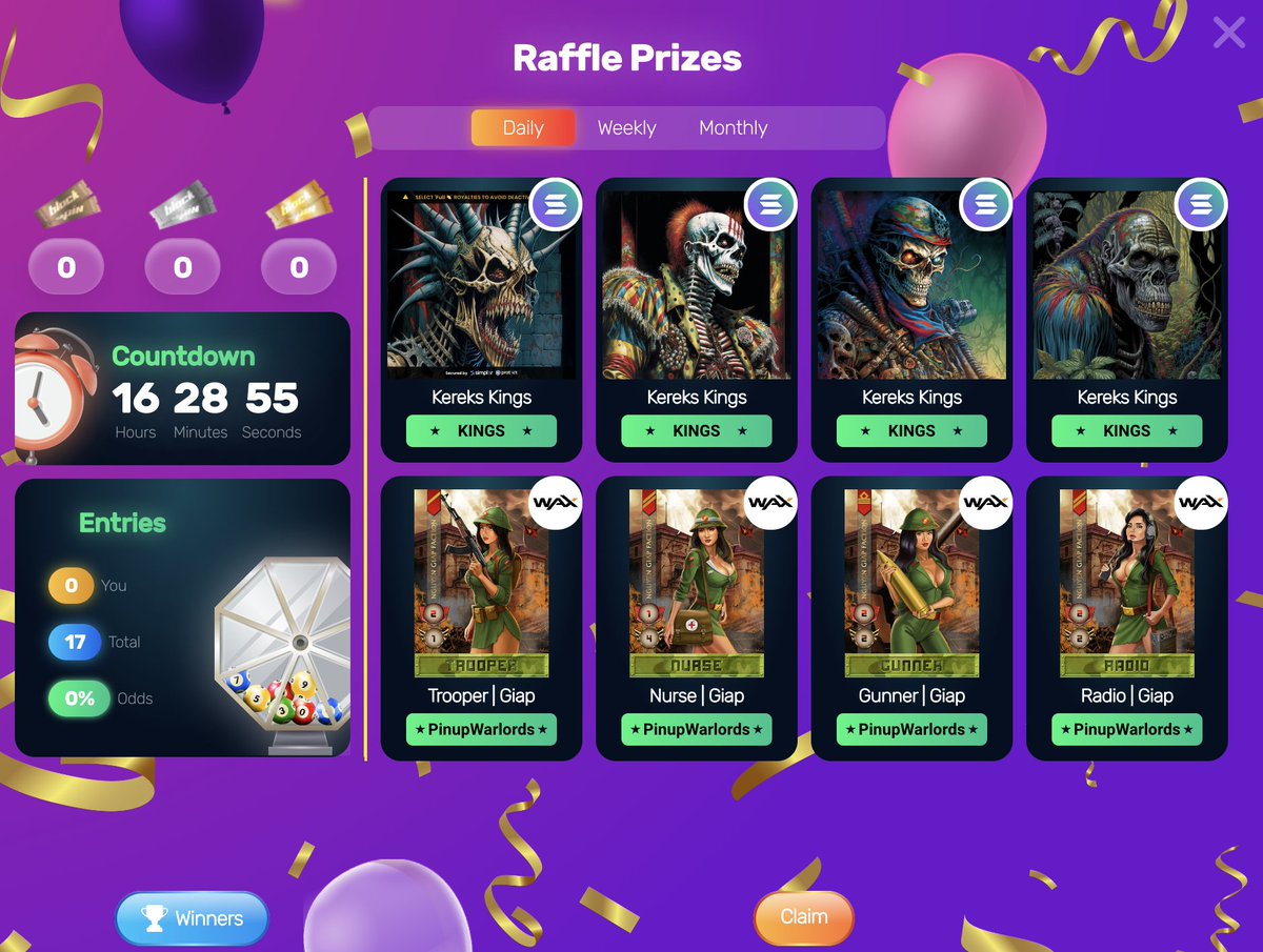blockspingaming's tweet photo. Raffling 4 spectacular @KereksKings in today's raffle, 16 hours to go!😍😍😍😍😍
Spin the REELS to win them!  #FREE SLOTS
Minimum 500 free chips every day
▶️https://t.co/EgXYPDFTuV
   #indiegame #indiedeveloper #indiedev #SolanaCommunity #SOL https://t.co/xTg0kxy5vx