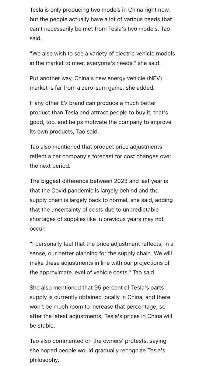 Berlinergy's tweet photo. Statements from an Interview of Grace Tao, #Tesla 🇨🇳VP of external affairs with Chinese Media reported today 

Worth reading #pricecuts, #costs, #salesmodel, #selfconception 

CNEV  

Original source: https://t.co/Qxo3UYvhzM https://t.co/Ofljm5RH28