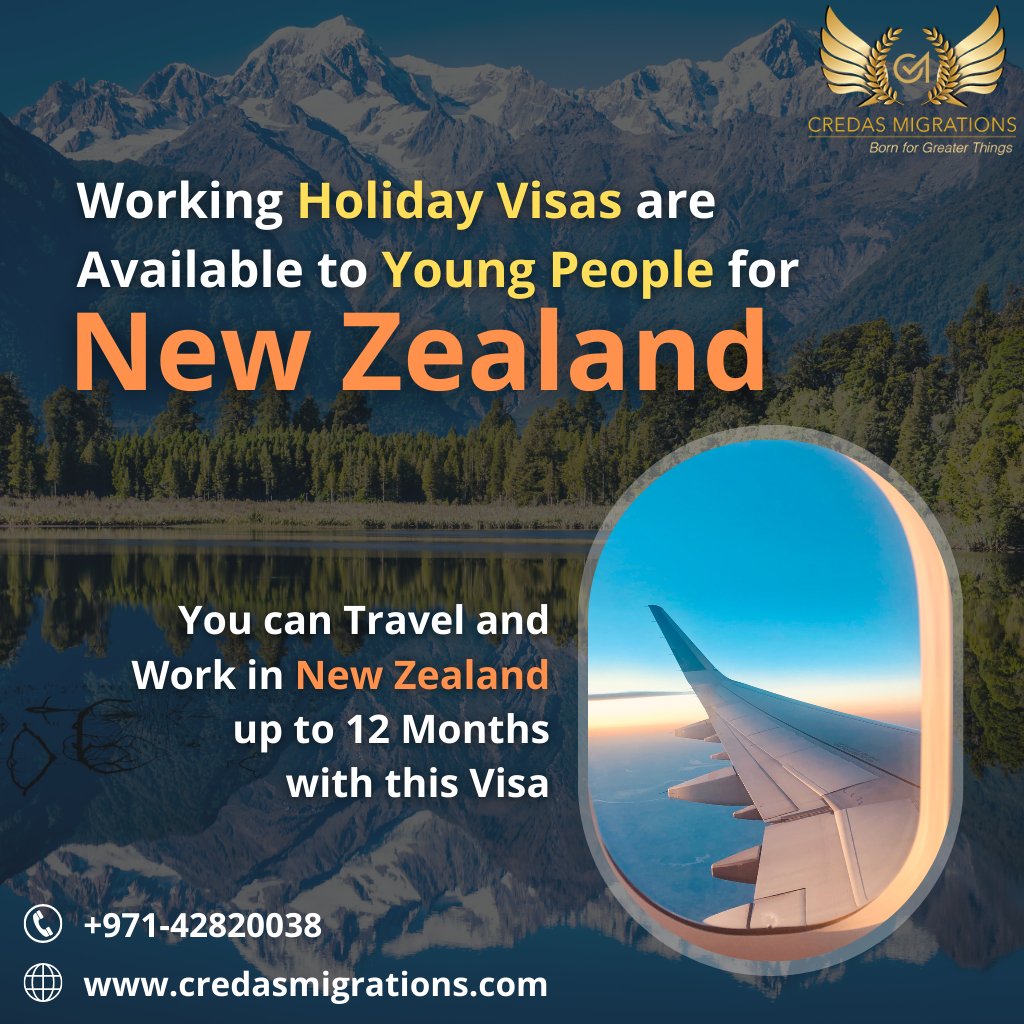 credasmigration's tweet photo. If your age is between 18-30, or 18-35 years, and you belong to certain nations, you are eligible for a New Zealand🇳🇿 #WorkingHolidayVisa. Call the most credible #immigrationadvisors at Credas Migrations, a reputable #immigrationconsultancy.

#newzealandvisa #nzvisa #Travel https://t.co/9PyrwExbos