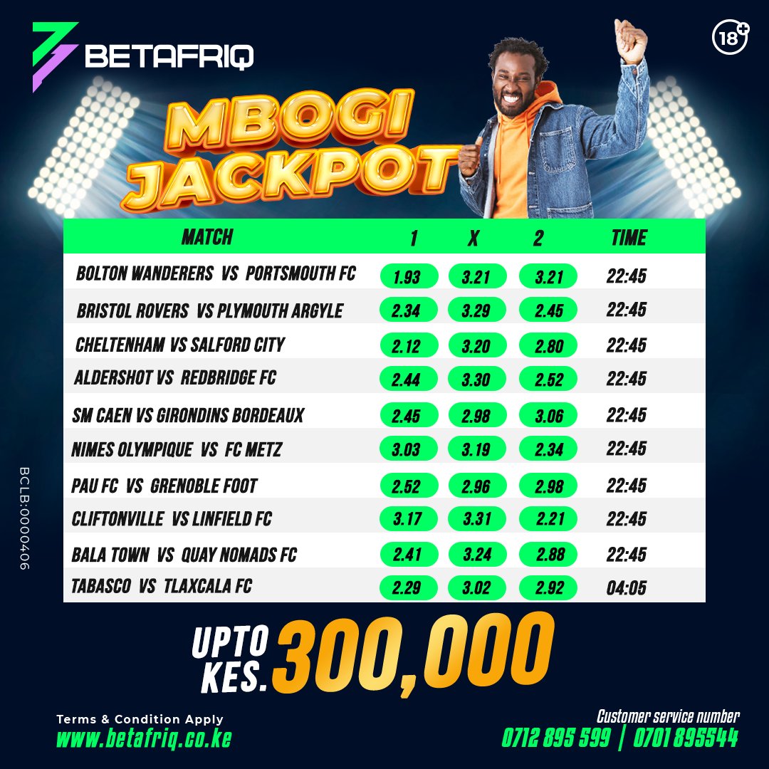 BetafricKe's tweet photo. 🚨TUPO SITE! Je Wewe?🚨
💰300,000Ksh🤑 pale Mbogi Jackpot Ishajipa 💯
Ushindi ni Kila Siku,✅
It's Simple; with just a stake of 10 Bob, be our first Jackpot winner, with bonuses for 8 & 9 correct prediction.
Play Here👉 https://t.co/XduXrjJWID
#AnythingIsPosible #MbogiJackpot https://t.co/s5tn1aVD2Y