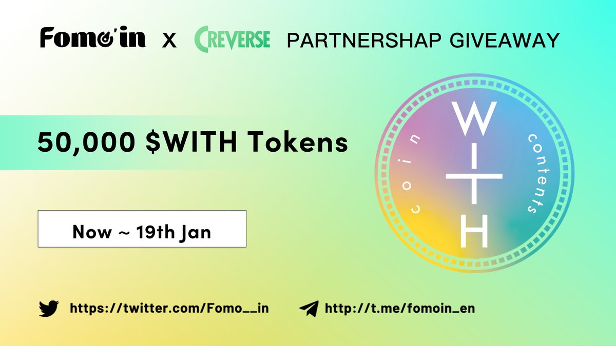 Fomo__in's tweet photo. 🎁Massive Airdrop worth 50,000 $WITH tokens 🥳🥳

To Enter ⤵️
✅ Follow @Fomo__in &amp; @cre_verse
✅ Like, Rt/Tag 3 Frnds
✅ complete task on 👉 https://t.co/X2XcZWTwfJ

#Giveaway #Tokengiveway #Airdrop #Airdroptoken #Fcfs #Memecoins #ETH #Airdrops #Ethereum #BTC https://t.co/2QqfFEkMZU