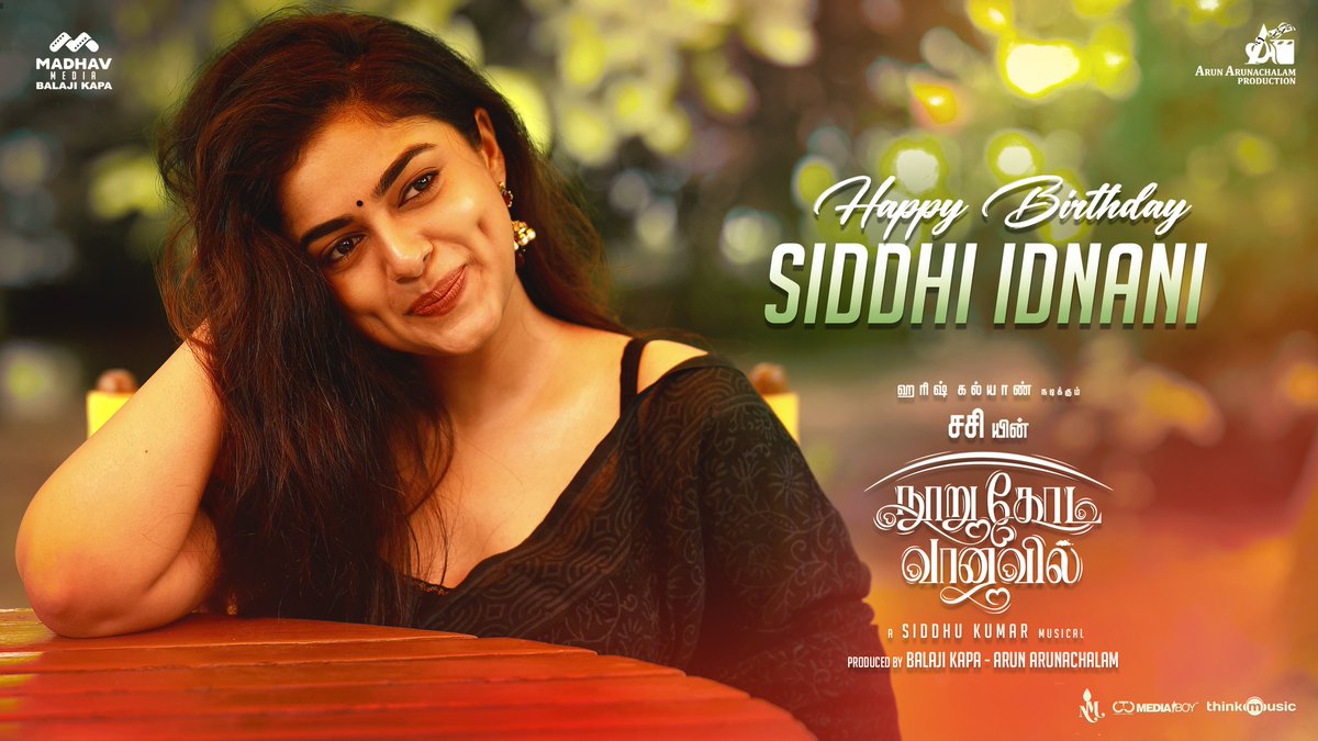 Team #NooruKodiVaanavil wishing happy birthday to our heroine @SiddhiIdnani #HBDSiddhiIdnani 🎂 #DirectorSASI @iamharishkalyan @_AAProduction @AA_ARUNPRAKASH #BalajiKapa @prasannadop @Music_Siddhu #MSubarak @Nandinikalappa @thinkmusicindia @onlynikil @CtcMediaboy