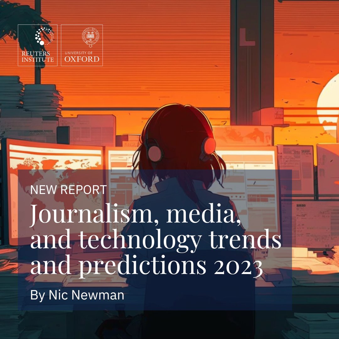 🚨 What trends will be shaping #journalism in 2023?
 
This is the question at the heart of our annual 'Trends and predictions' report, authored by <a href="/nicnewman/">nicnewman</a> and based on a survey of 303 executives from 53 countries
 
📱 Read here
reutersinstitute.politics.ox.ac.uk/journalism-med…
🧶 9 findings in thread