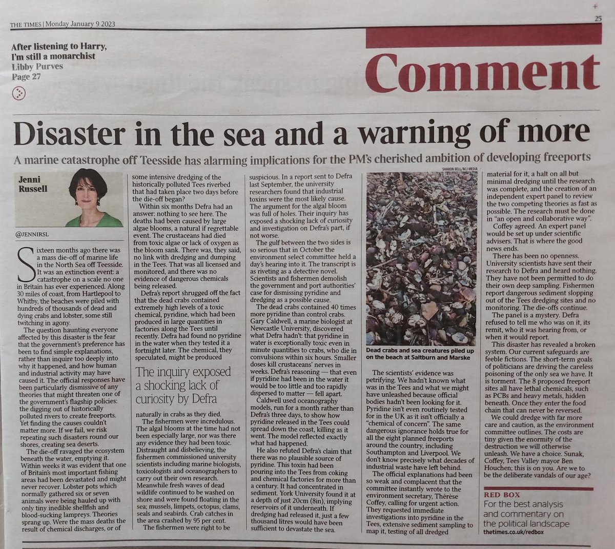 Hey congratulations you made the Times yesterday! Unfortunately for all the wrong reasons - marine ecocide. @RishiSunak @theresecoffey @BenHouchen 
#r4today #bbcpm #bbcwato #C4News #Ecocide #marinepollution