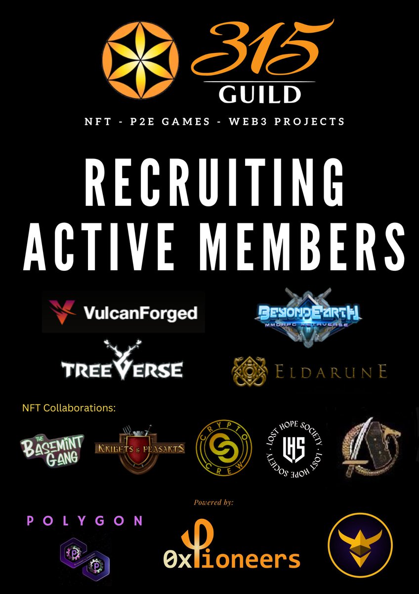 oishiboyreyes's tweet photo. BE PART of the best web3 community!!!

If you:
- Want to learn and earn Cryptos and NFTs
- Want to earn while playing games

WE WANT YOU!!!

Incentives and earning opportunities await all active 315 Guild members

https://t.co/gcectiOm6M

#315Guild $MATIC $GM #LFG2023 https://t.co/VpXCYnJQe8