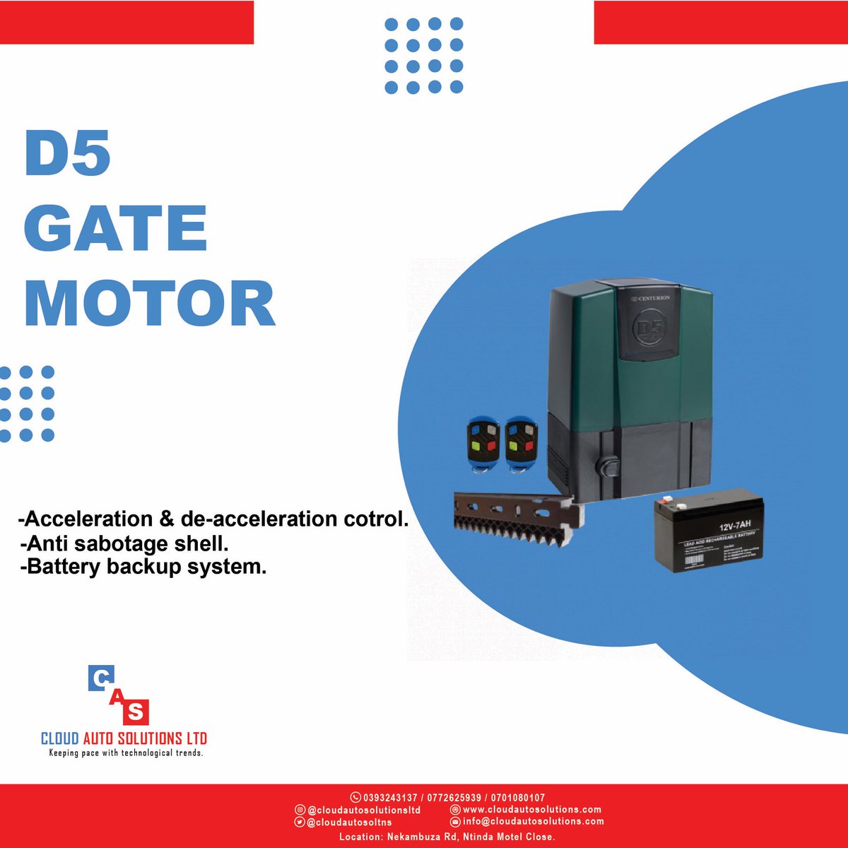 cloudautosoltns's tweet photo. D5 Gate Motor😎
-Anti sabotage shell
-Battery backup system
-acceleration and de-accelaration control
#D5gatemotor https://t.co/4WsrsmPlca