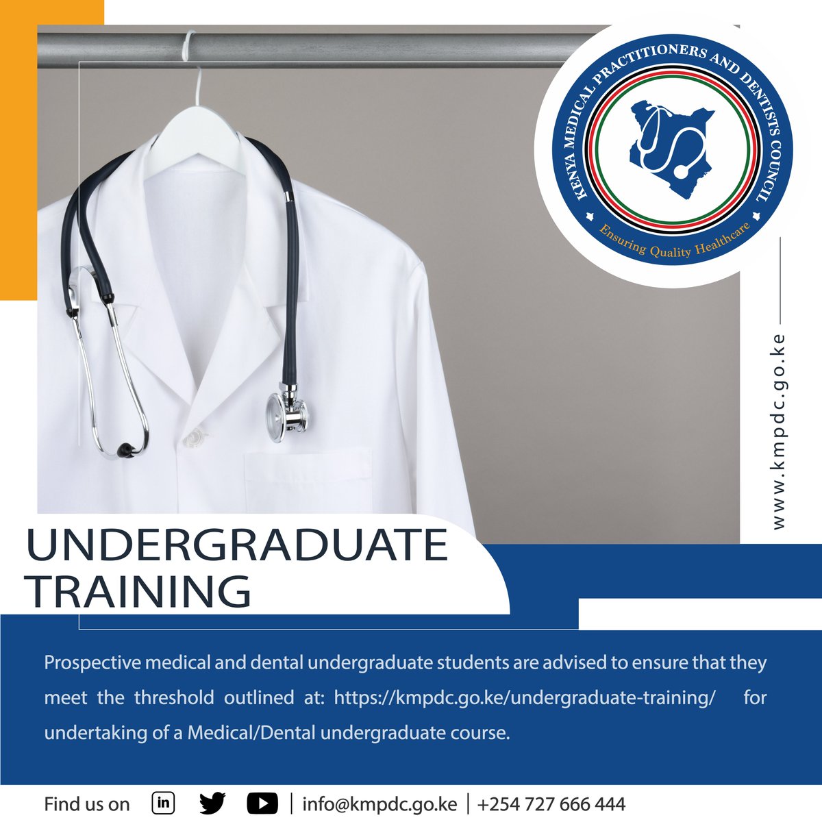 Prospective medical and dental undergraduate students are advised to ensure that they meet the threshold outlined at: kmpdc.go.ke/undergraduate-… for undertaking of a Medical/Dental undergraduate course. 
<a href="/KenyaMedics_KMA/">Kenya Medical Association</a> <a href="/kenyadental/">KENYA DENTAL ASSOCIATION</a> <a href="/Akums_KU/">AKUMS- Med Students KU.</a>  <a href="/amsunuonbi/">AMSUN</a>  <a href="/msaku2019/">Medical Students Association Of Kisii University🩺</a>  <a href="/MSAKE_Kenya/">MSAKE</a>