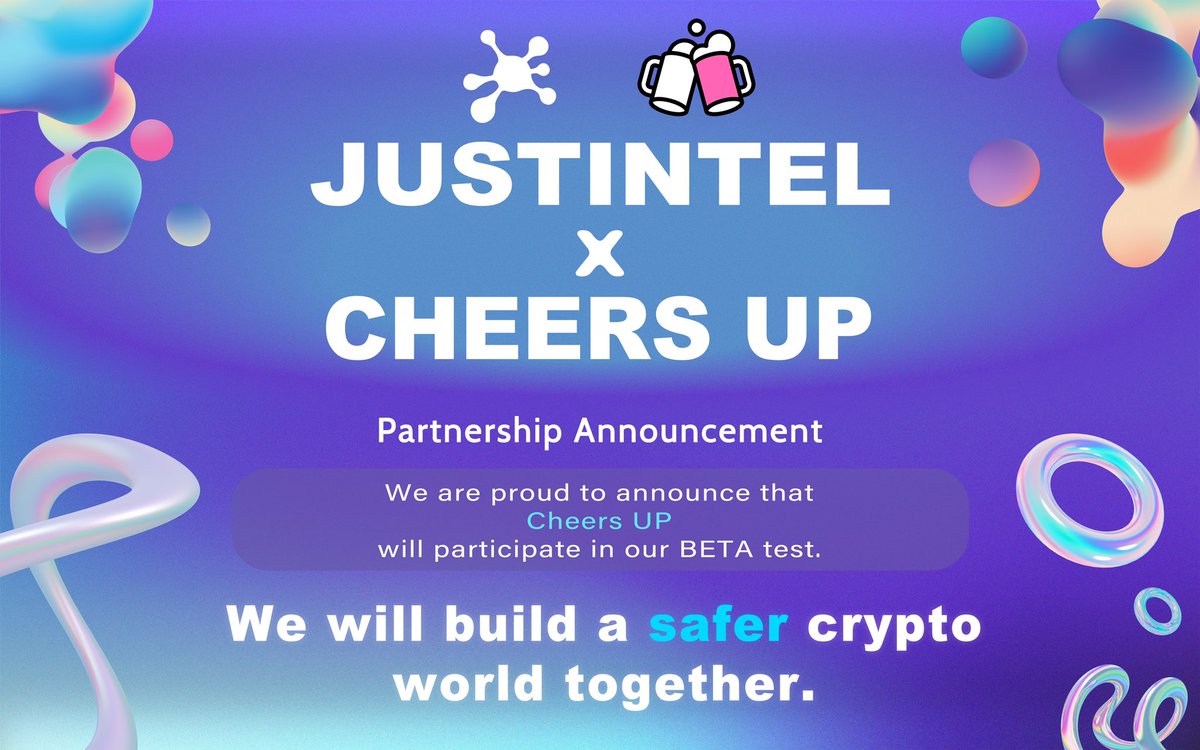 🍻Cheers UP X JustIntel 🍻

We are giving away: 

2x Onekey Wallets
5x JustIntel Beta Test WLs

To enter:
🔹 Follow @JustIntel_io <a href="/CheersUP_NFT/">Cheers UP</a> <a href="/CryptoNatty_io/">CryptoNatty</a> 
🔹 Like &amp; RT
🔹 Tag 3

🕙24H

#Crypto #blockchain