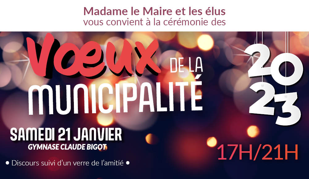 [ VŒUX DE LA MUNICIPALITÉ ] 📅
Après 2 années d'annulation, en raison de la crise sanitaire, <a href="/bvermilletpm/">Brigitte Vermillet</a>  et les élus du Conseil Municipal vous convient à la soirée des vœux à la population.
📅 21 janvier / 17h-21h / Gymnase Claude Bigot
✨ Au plaisir de vous y retrouver ✨