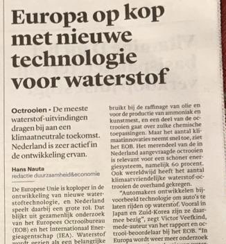 theojvandijk's tweet photo. Het nieuwe rapport over waterstof van het Europees Octrooibureau en het Internationaal Energieagentschap vanmorgen breeduit in de pers. BNR, ANP, Financieele Dagblad, Telegraaf, Volkskrant en hier in Trouw.. #waterstof #technologie #octrooi #EOB #IEA https://t.co/Xql0PmsZlu