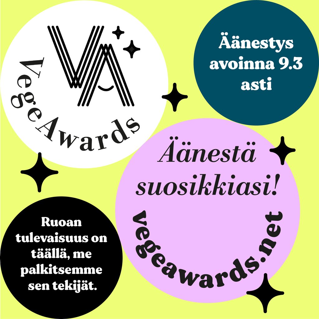 Ruoan tulevaisuus on täällä, me palkitsemme sen tekijät!

Mikä on vuoden paras vegaaninen tuote, yritys tai ravintola? Entä vegemaailman vaikuttavin henkilö? 

#VegeAwards'in kilpailukategoriat, ehdokkaat ja äänestyslomake ➡️ vegeawards.net 

#vegaanihaaste #vegefirma