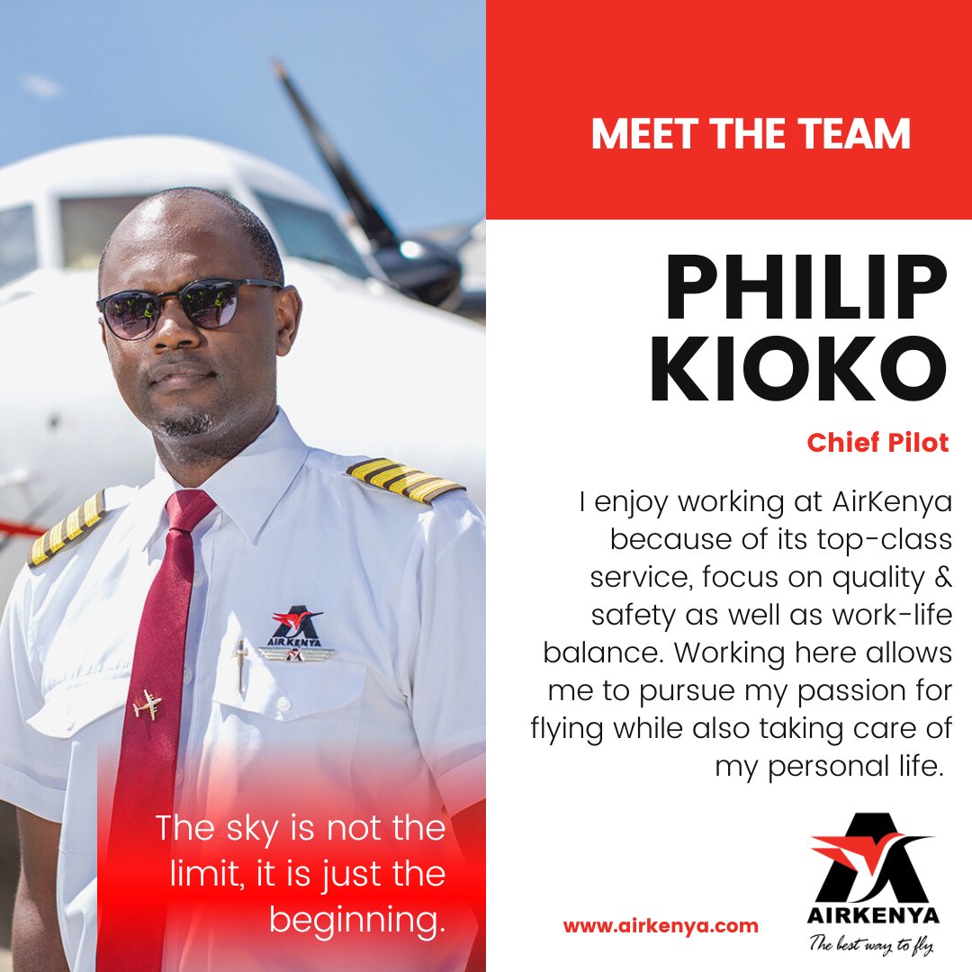 AirKenyaExpress's tweet photo. #MeetTheTeam #airkenyateam #chiefpilot
I enjoy working at #AirKenya because of its top-class service, focus on #quality & #safety as well as #worklifebalance #pilotlife #aviators #dhc #caravan #caravanlife #dashpilots #caravanpilots #bushpilots #airkenyafleet #wilsonairport https://t.co/BoVTqqAJAs
