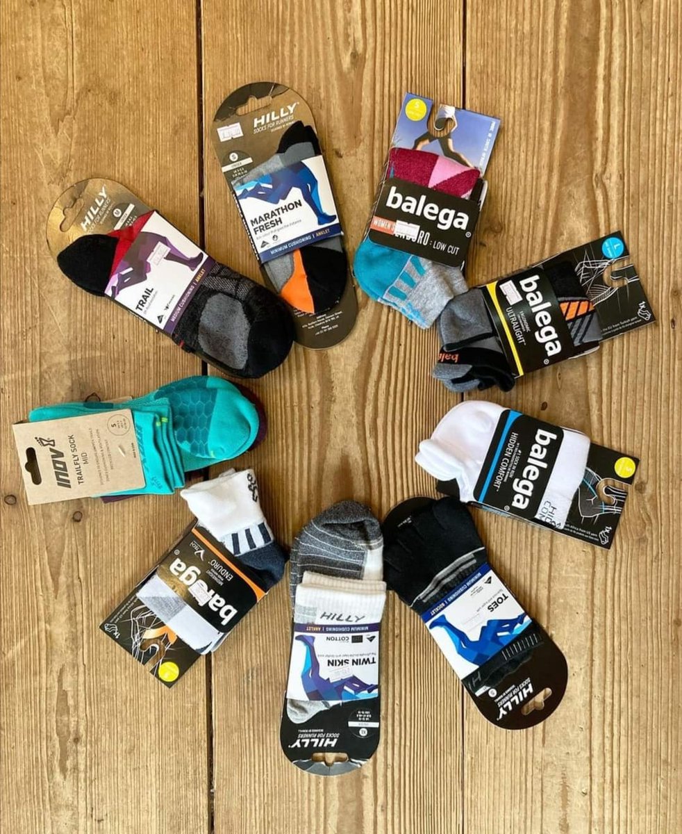 Running socks - the essential kit many overlook

Features:
🧦 Extra cushioning
🧦 Breathability
🧦 Sweat wicking
🧦 Thermal for trail
🧦 Blister prevention
🧦 Lightweight

10% off for Welsh Athletics members or by signing to our FREE Moti Hub!
#runningsocks #balega #hilly #inov8