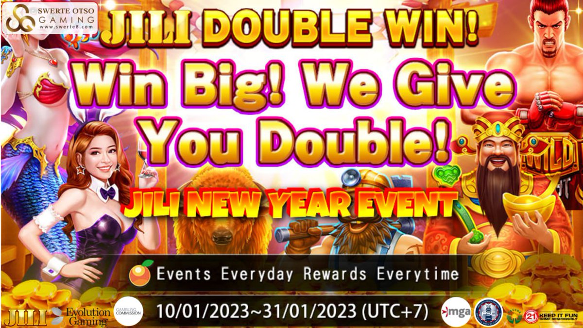 jom_seo's tweet photo. All Agents can now promote this JILI Event: All Gamers have a chance to Double Their winnings. 

JILI Celebrates New Year together with us mga Ka Swerte. JILI Double Win Big Win allowed us to Double Our Winnings. #swerte8 #swerteotso #swerteotsogaming #SLOTS https://t.co/u64a4EMkDg
